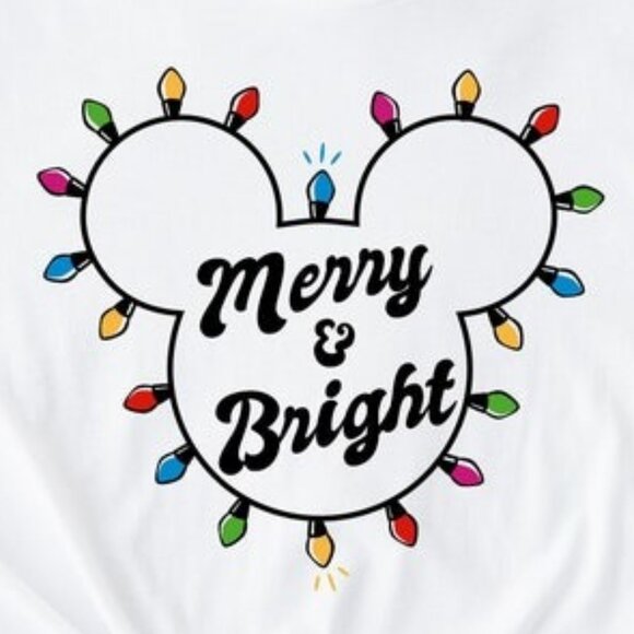 Merry And Bright Christmas T-Shirt Womens Holiday Festive Graphic Tee 05 - Picture 2 of 5